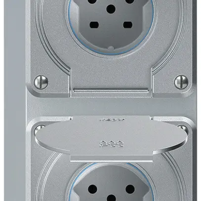 Combinazione AP robusto 2×1, 2×presa T15 IP55 alluminio 