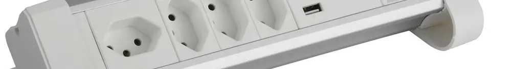 Modulo da tavolo ALU 4×T13 3×USB-A 2.0m cavo interruttore bianco/alluminio 