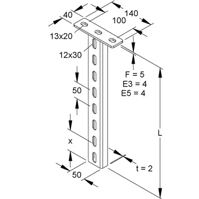 Support de montage 1200mm zingué à chaud par immersion 