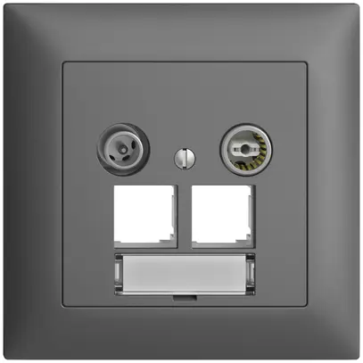 Prise multimédia ENC EDIZIOdue FMI EASYNET 15dB, p.2×RJ45 S-One, gris foncé 