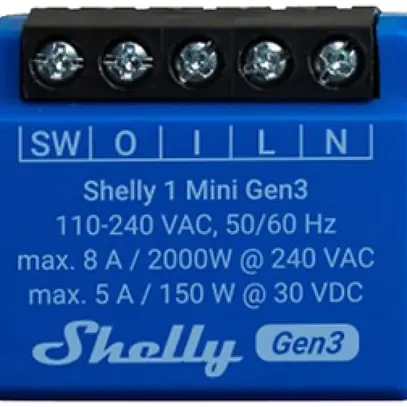 EB-RF-Schaltaktor Shelly 1 Mini Gen3 Bt/Wi-Fi 1-Kan 110…240V 