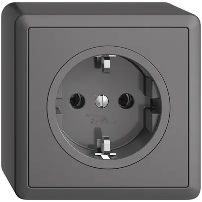 Prise AP Feller EDIZIOdue Schuko 16A 230V 74×74mm gris foncé 