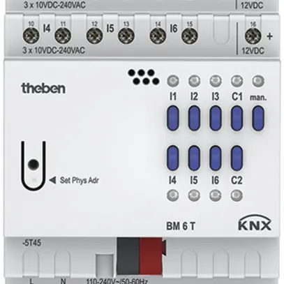 Entrée binaire AMD Theben BM 6 T KNX, 6-fois 10…240VAC/DC, 4UM 