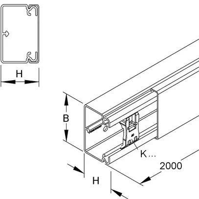 Canale d'installazione HKL grigio 40×62mm 