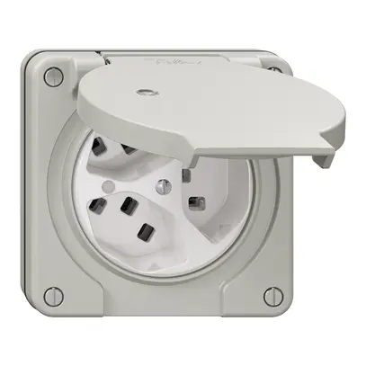 Prise NUP NEVO, 3×T23, IP21, a.LED, gris clair 