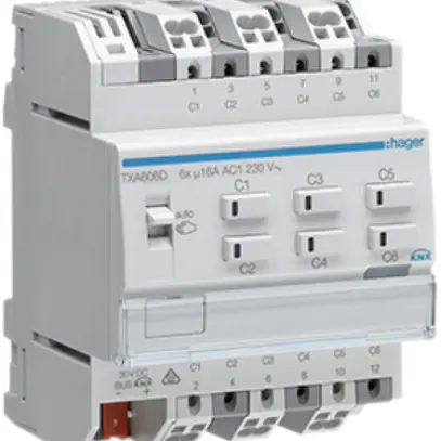 Modulo di uscita AMD KNX Hager easy 16A C carico sestuplo 