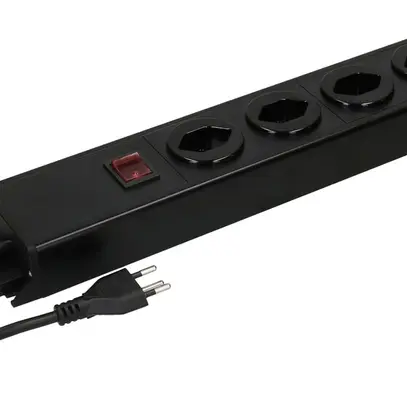 Presa multipla MH POWER LINE 10A interruttore 5×T13 1.5m nero-nero 2×magnete 