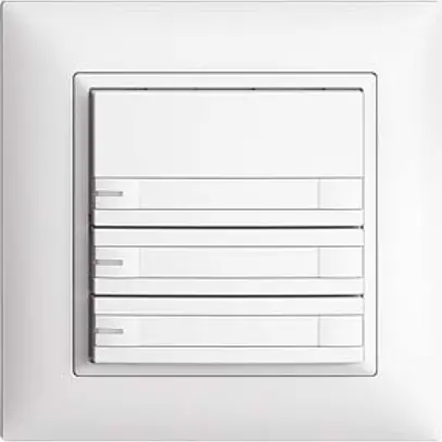 Pulsante KNX RGB EDUE, 250mW, c.LED RGB, carta, 3×pulsante, com.2×tasti, bi 