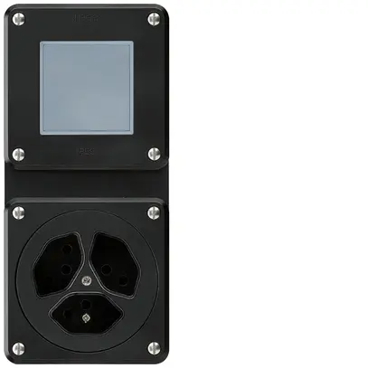 Combinazione INC Hager robusto I-I verticale 3/1L+3×tipo 13, s.coperchio, nero 