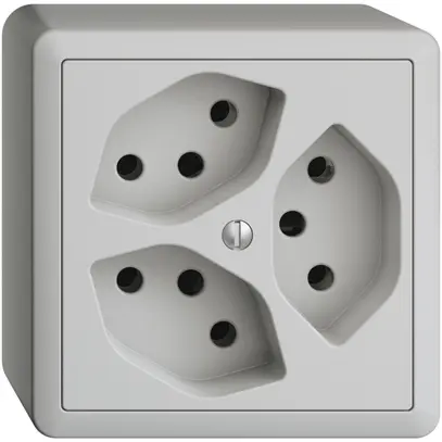 Prise AP EDIZIOdue 3×T13 gris clair 