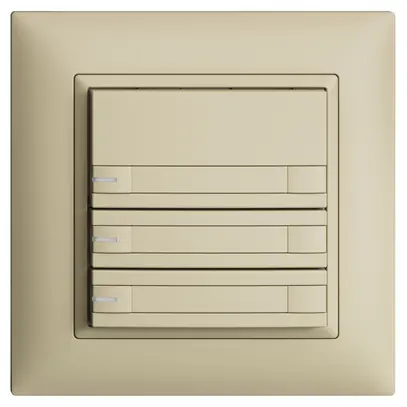 Poussoir KNX RGB ENC EDUE FMI, 250mW, a.LED RGB, papier, 3×pouss., C.2×T., van 