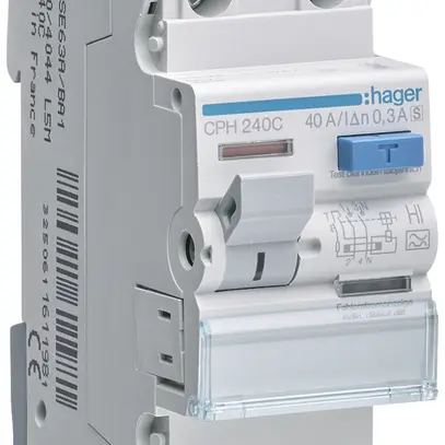Fehlerstrom-Schutzschalter Hager RCCB (RCD) 2P 230V 0.3A Typ A HI 40A 2TE 