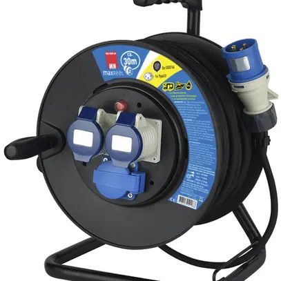 Enrouleur de câble MH 2×CEE 16 bleu 1×type 23 230V H07RN-F3G1.5mm² 30m IP44 noir 