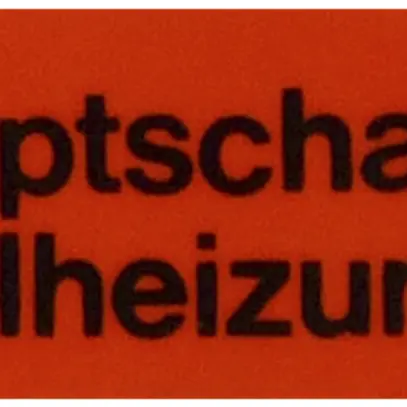 Klebeschild (Hauptschalter Ölheizung) 
