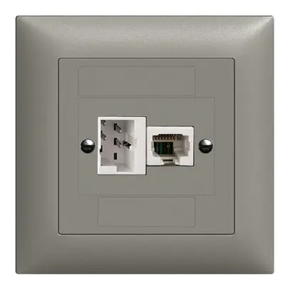 Prise ENC xDSL RJ45/TT83 gris foncé, ITplus EDIZIOdue, avec filtre 