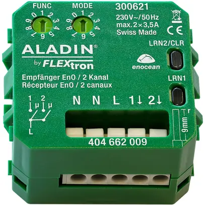 Attuatore-commutatore RF INS ALADIN EnO, 2-canali, multifunzione, 230V/3.5A 