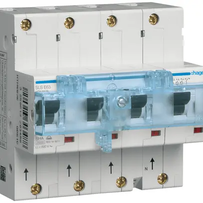 Disjoncteur Hager MCB 4P 230V caractéristique au déclenchement E 63A 25kA 2UM 