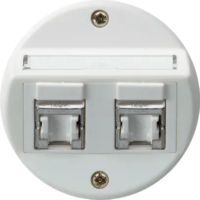 Insert pour prise ENC basico A cat.6 2×RJ45/s sortie oblique blanc 