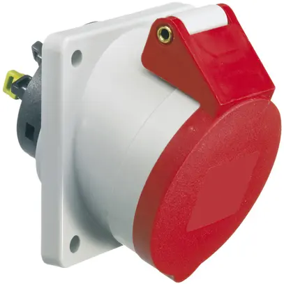 Presa INS CEE Bals 5P 16A 400V 6h rosso IP44 nich.QC obliq. 