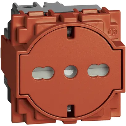 Prise Living Now Schuko/Italie 2 modules 16A socle rétractable rouge 