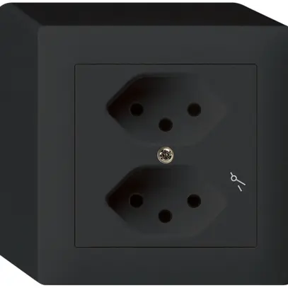 Prise AP kallysto 2×T13/1 noir avec sécurité enfants 