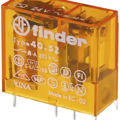 Relais de commutation Finder 40.52 2C 8A/230VAC AgNi 28000Ω 1.2VA 5.0mm RT II 