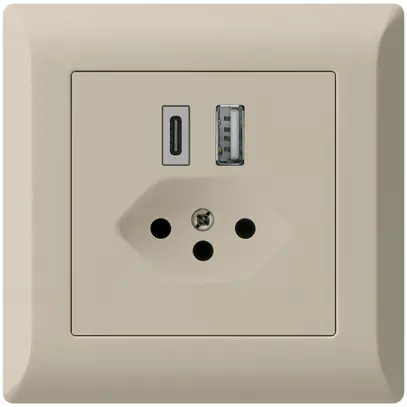 Prise de charge USB ENC kallysto.line 18W PD 1×type A 1×type C T13 beige 