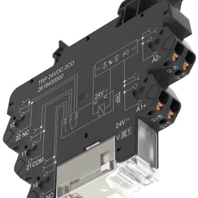 Interface relais WM TRP 24VDC LED vert 2C 250VAC 8A, PUSH IN 