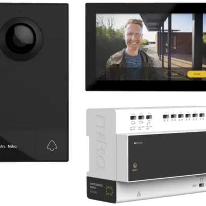Kit interphone portier audio/vidéo Niko, 2-fils, noir 