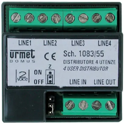 Distributore per piani Urmet, per 2VOICE, 4 fili, digitale, 45×45×16mm 