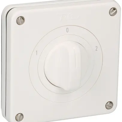 UP-Umschalter NEVO, 20A, 2P, 87×87mm, 2×60°, 1-0-2, weiss 