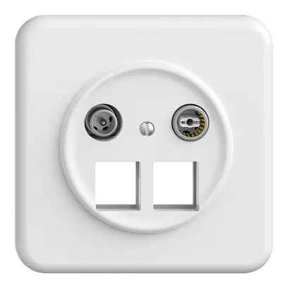 Presa multimedia 4dB Sdue QMI, presa derivazione, p.2×RJ45 Keystone, Ø60mm bi 
