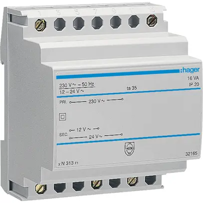 Piccolo trasformatore AMD Hager 16W 12V 24V 1.33A 0.67A 4UM 