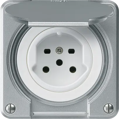 Prise HA robusto type 15 avec bornes enfichables avec couvercle aluminium 