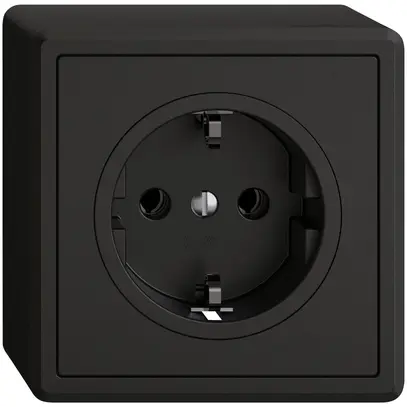 Prise AP EDIZIO.liv SNAPFIX® SCHUKO 16A 230V 74×74mm noir 