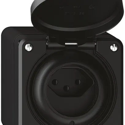 Prise AP robusto 1×type 13 lumineux IP55 noir 