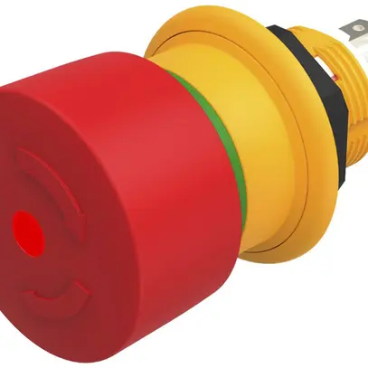 Pulsante luminoso a fungo EAO 61 1NC raccordo d.saldare 12…28V Ø16mm rosso/verde 
