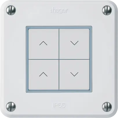 Poussoir pour stores KNX Hager BA robusto A quadruple 86×86mm blanc 