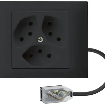 Prise INC kallysto 3×T13 L2 noir, pour câble plat Technofil 