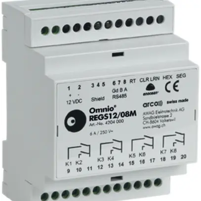 Atuattore di comando AMD Omnio REGS12/08M 8 canali 12VDC 8Ch 230V 6A, 4UM 