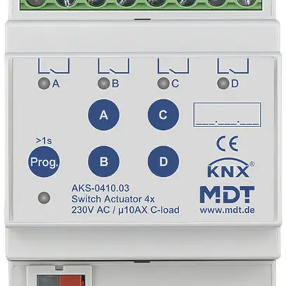 REG-Schaltaktor KNX MDT AKS-0410.03 4-Kan 10A 230VAC 4TE 