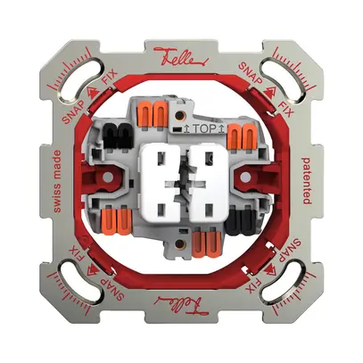 Interrupteur/contact à poussoir ENC Feller SNAPFIX® ouvert.-fermet.+invers.3/1L 