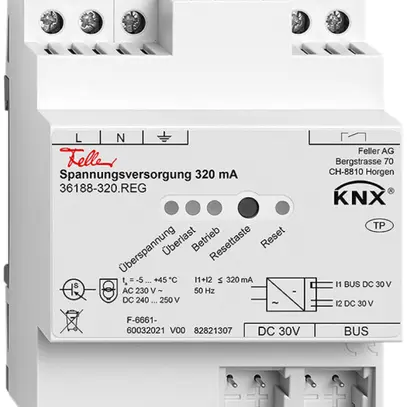 Alimentation AMD Feller KNX 320mA 230VAC, avec sortie de signalisation 