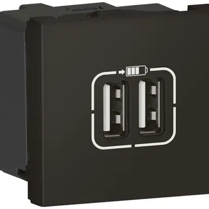 Prise de charge USB MOS 2×type-A 3A 5V 2 modules noir mat 