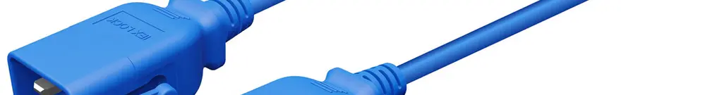 Câble d'appareil fiche C20 prise C19 verrouillée 3×1.5mm² 250VAC/16A bleu 1m 