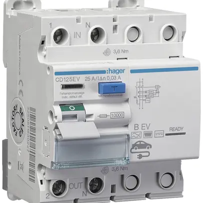 Interruttore differenziale Hager 1P+N 10kA 25A 30mA Typ B EV 4UM 