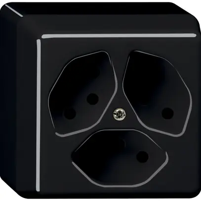 Prise AP basico 3×type 13 noir 