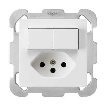Combinaison ENC 2×A-R/1P+T13 blanc kallysto avec plaque de fixation 