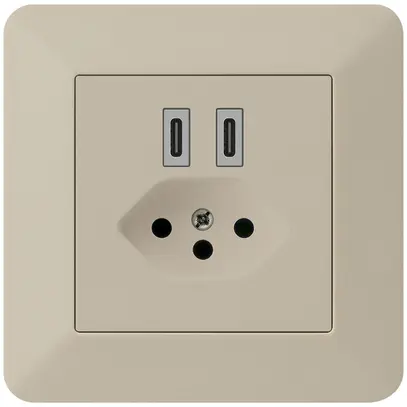 Presa di carica USB INC Hager kallysto.trend C-C 20W+T13 5V 94×94mm beige 