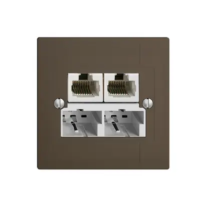 Scatola INC SOHO 2×TT/2×RJ45/u sep.ITplus EDIZIOdue coffee 